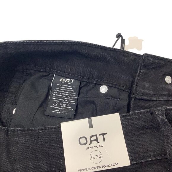 NWT OAT NEW YORK Beaded High Rise Relaxed Straight Black Jeans Size 0/25 - Picture 9 of 11